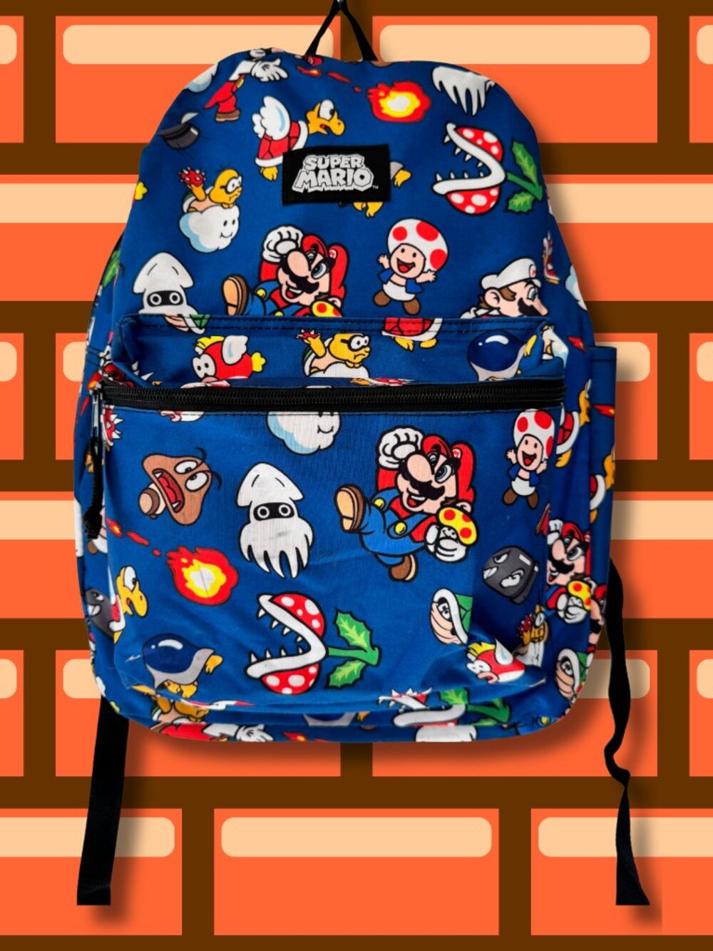 Super Mario Backpack Kids School Bag Padded Straps Pockets EUC